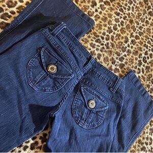 ZD Dark Wash Flare Jeans With Gold Button Details 5x30